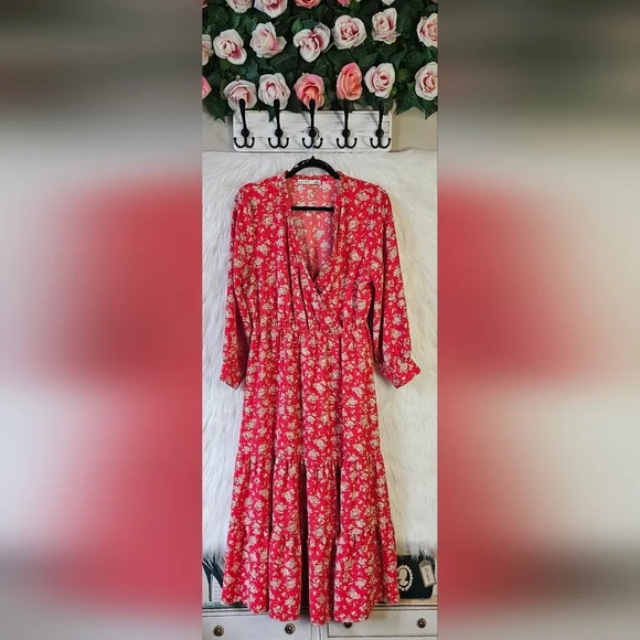 Black Tape Crimson Harvest Midi Dress - Picture 1 of 10